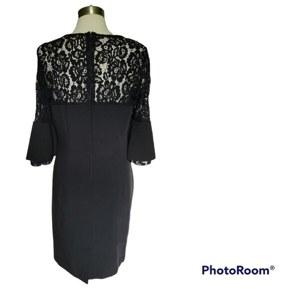 Hope & Harlow Sheath Black Lace Dress W Bell Sleeves -  10 - Picture 8 of 12